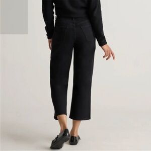 Quince Women’s 29 Wide Leg Cropped Jeans Flat Front Denim Black High Rise Casual